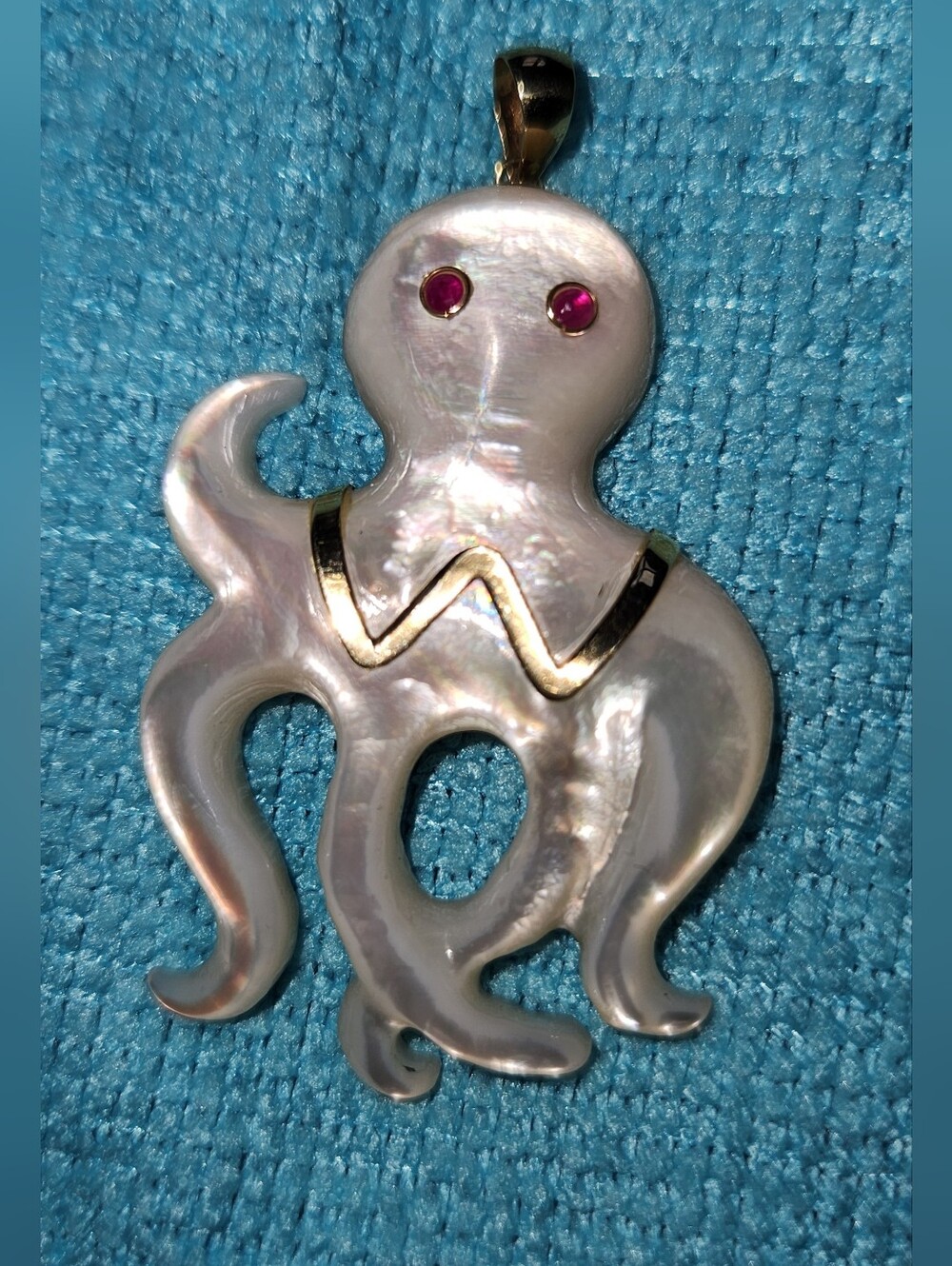 Iridescent Octopus Pendant with Pink Stones. No Chain Included.